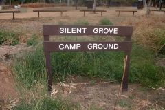 Day 25 Silent Grove sign camping sign